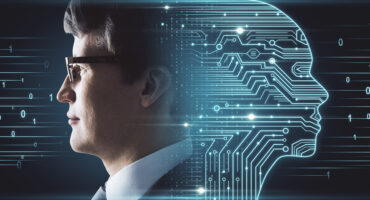 A rich and successful man seen with his holographic self.